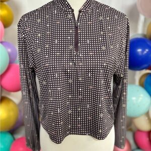 Bad Birdie Women’s Quarter Zip Golf Top Geometric Print Long Sleeve Size Small